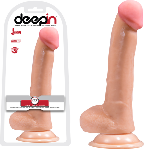 8" Realistic Dong With Balls (Flesh)