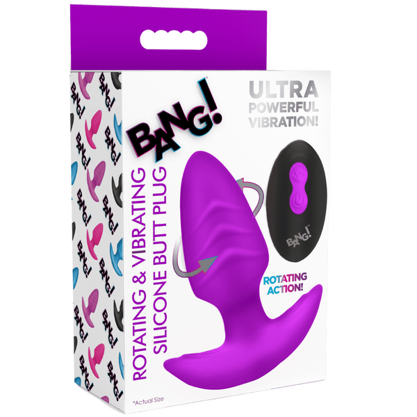 Rotating & Vibrating Silicone Butt Plug w/ Remote