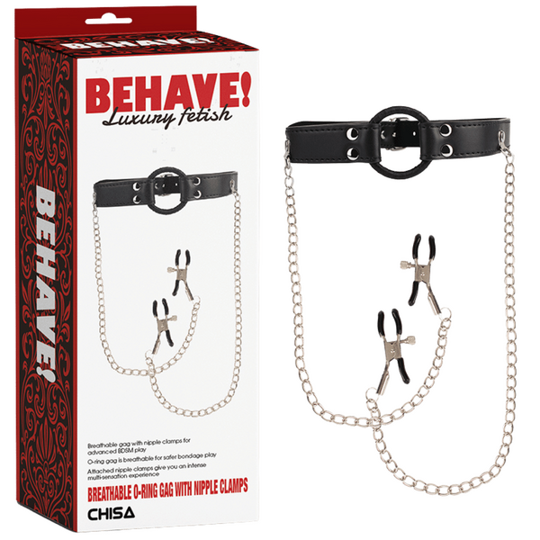 Breathable O-ring Gag with Nipple Clamps