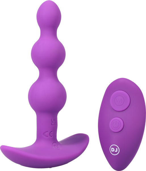 BEADED VIBE - Rechargeable Silicone Anal Plug With Remote - Purple