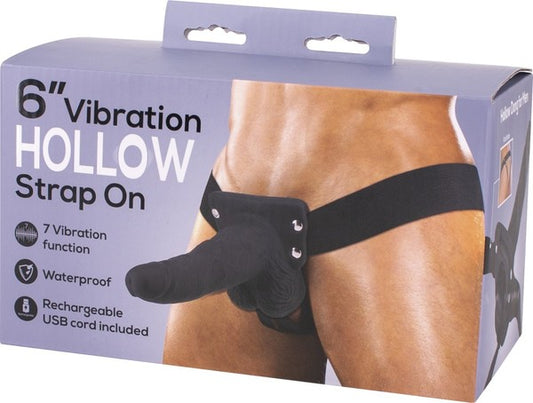 6" Vibrating Hollow Strap On
