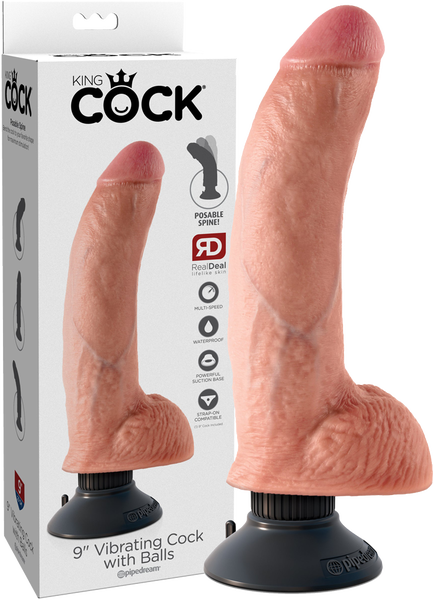 9" Vibrating Cock With Balls