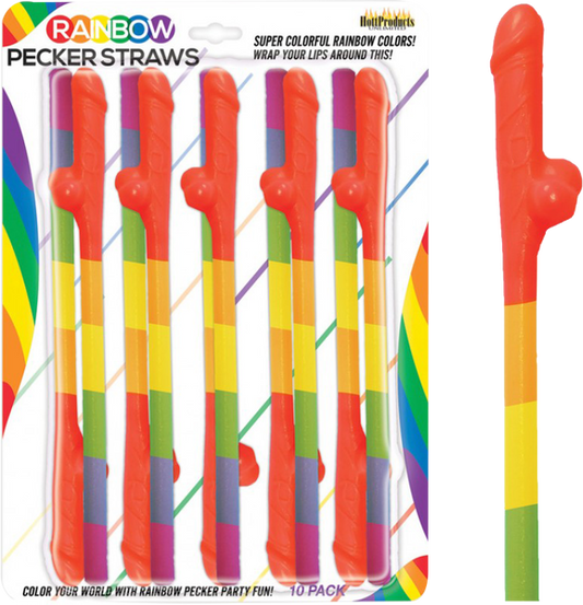 Rainbow Pecker Straws (10 Pack)