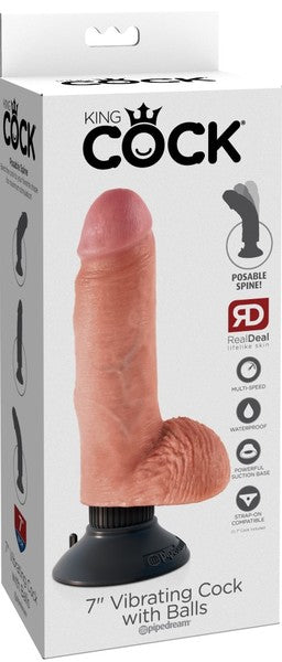 7" Vibrating Cock With Balls